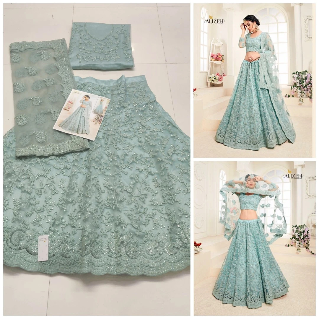 Alizeh Bridal Heritage 1001 Hit Design Colours Butterfly Net Wholesale Lehenga Catalog — Wholesale Lehenga, Alizeh wholesale from Surat — view 5